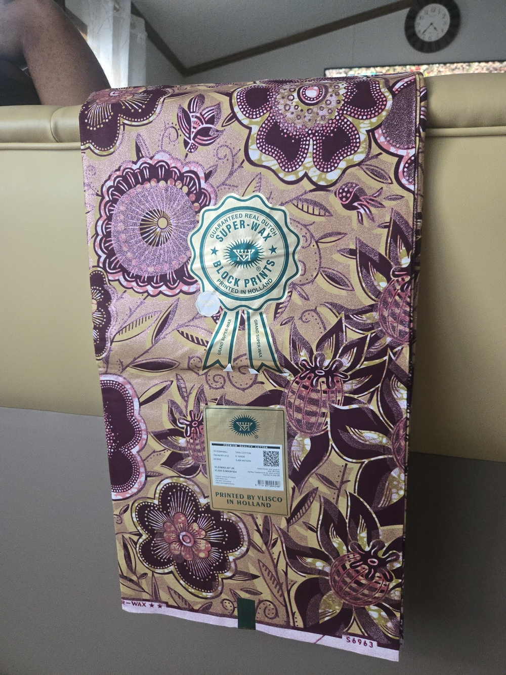 Women's Printed Wax Fabric - Pink and Purple Floral